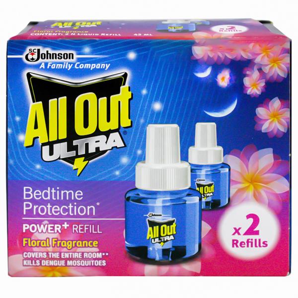 All Out Ultra Floral Power+ Mosquito Repellent Refill 45 ml (Pack of 2