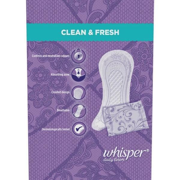 Whisper Clean & Fresh Normal Daily Liners 40 pcs JioMart