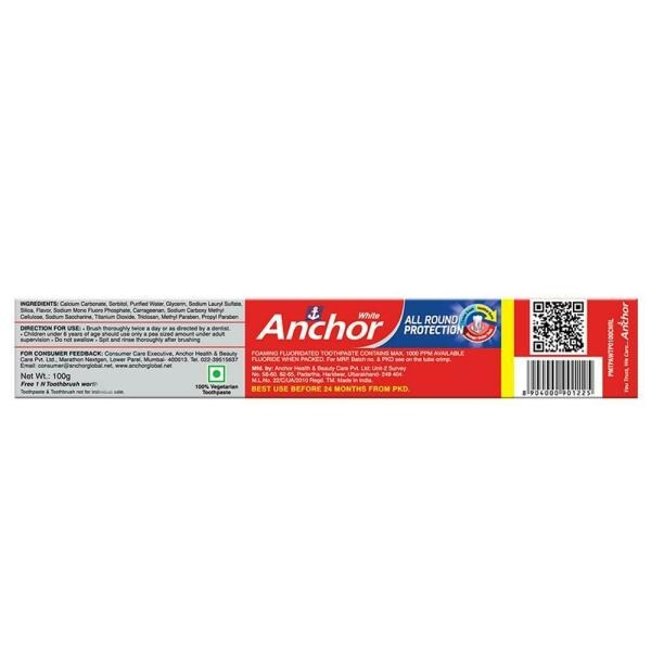 Anchor White All Round Protection Toothpaste 100 g (Get Free Toothbrush