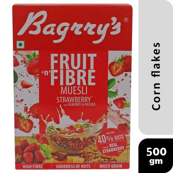 Bagrry's Fruit 'n' Fibre Strawberry Muesli 500 g JioMart