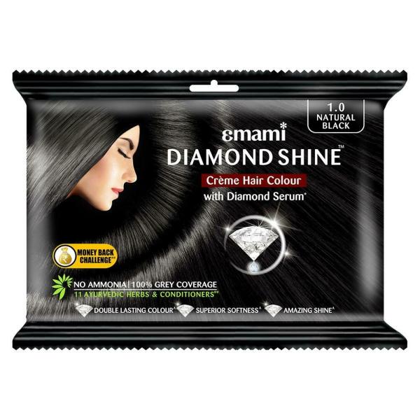 Emami Diamond Shine with Diamond Serum Ammonia Free Creme Hair Colour,  Natural Black () (20 g + 20 ml) - JioMart