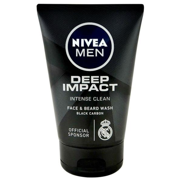 Nivea Men Deep Impact Black Carbon Intense Clean Face & Beard Wash 100