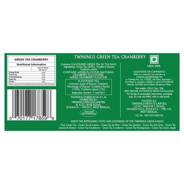 Twinings Cranberry Green Tea Bags 25 pcs JioMart