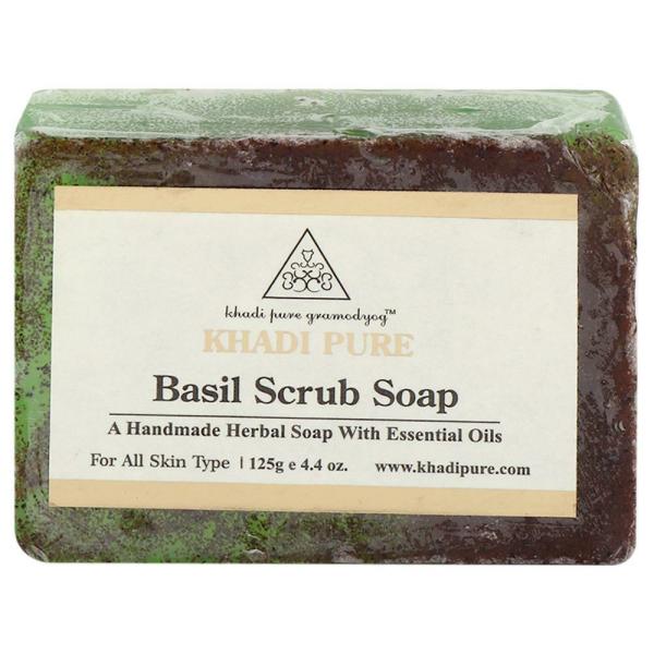 Khadi Pure Basil Scrub Handmade Herbal Soap 125 g JioMart