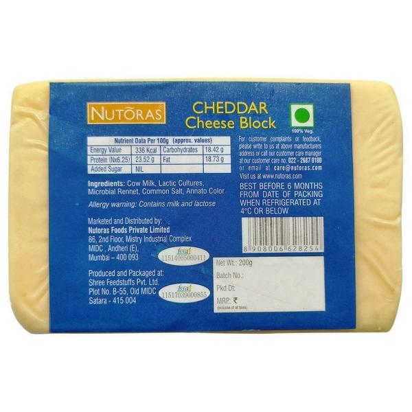 Nutoras Cheddar Cheese Block 200 g (Pouch) JioMart