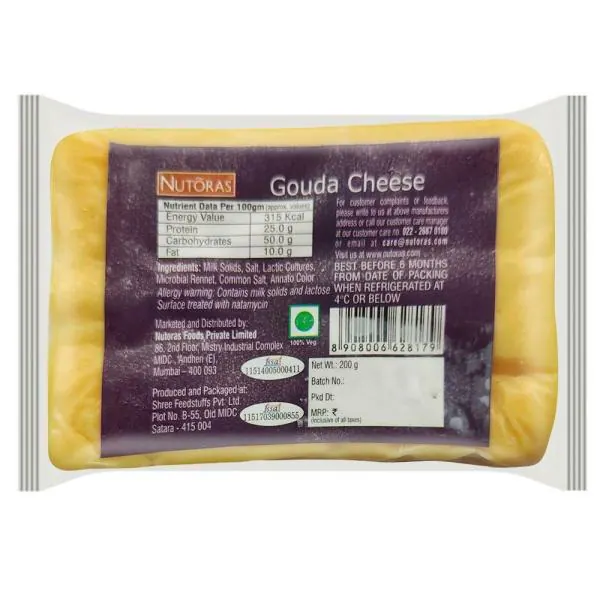Nutoras Gouda Cheese Block 200 g (Pouch) JioMart