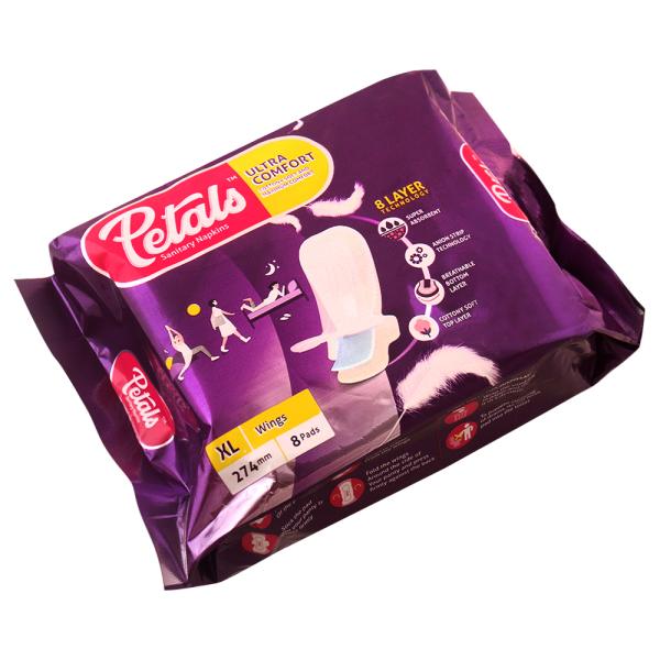 Petals Ultra Comfort Sanitary Napkins with Wings (XL) 8 pads JioMart