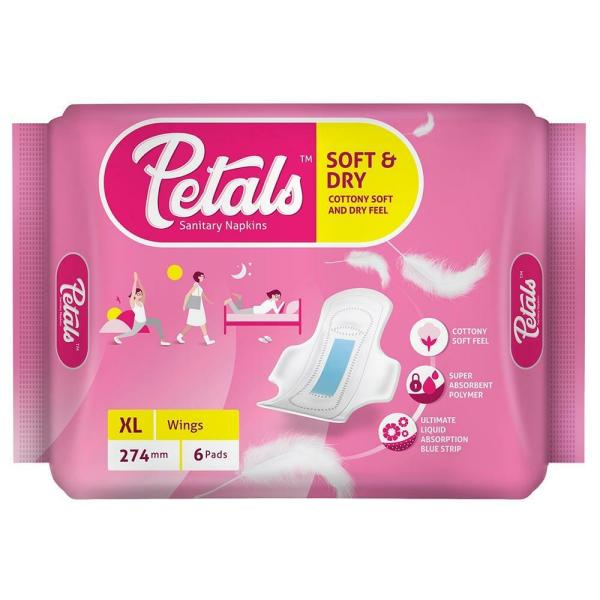 Petals Soft and Dry Sanitary Napkin (XL) 6 pads JioMart
