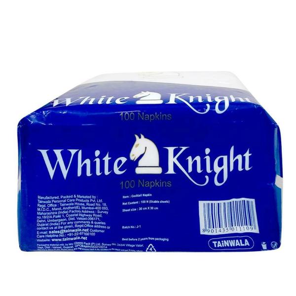 White Knight Cocktail Paper Napkins 30x30 cm (100 pcs) JioMart