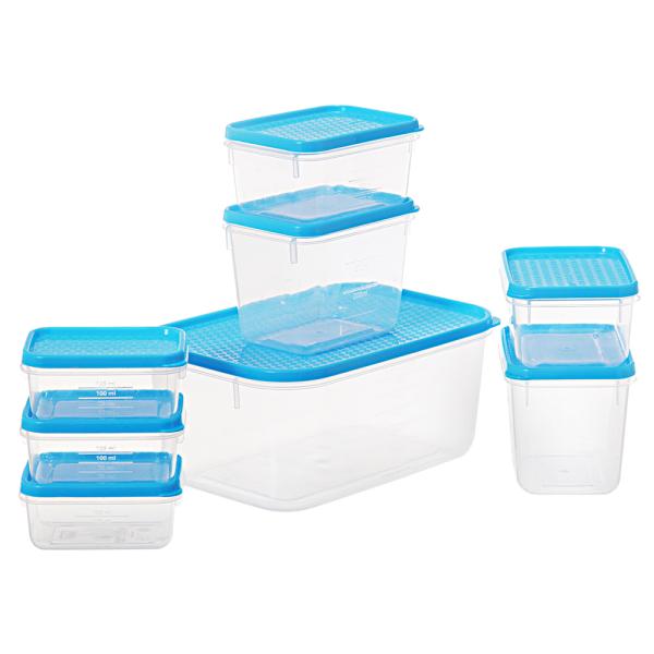 All Time Polka Blue Rectangular Plastic Container (8 pcs) JioMart