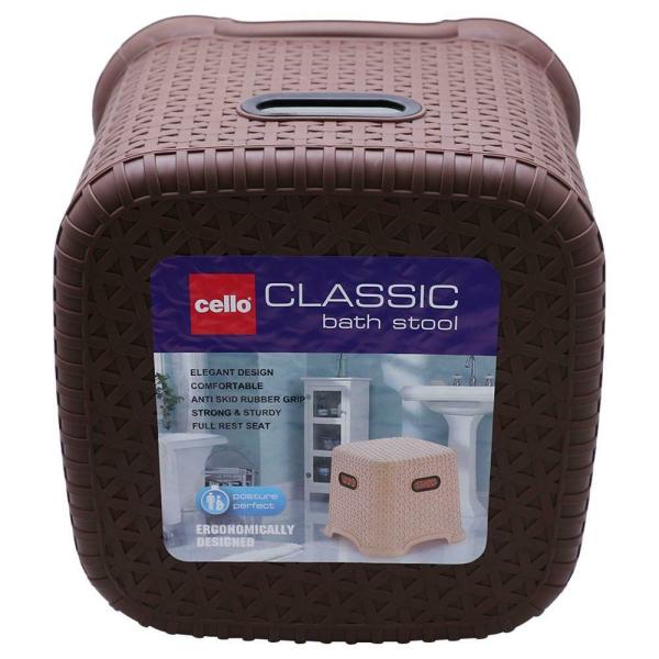 Cello Plast Classic Brown Posture Perfect Plastic Bath Stool 27 cm ...