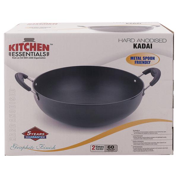 Kitchen Essentials Hard Anodised Kadai 13 inch JioMart