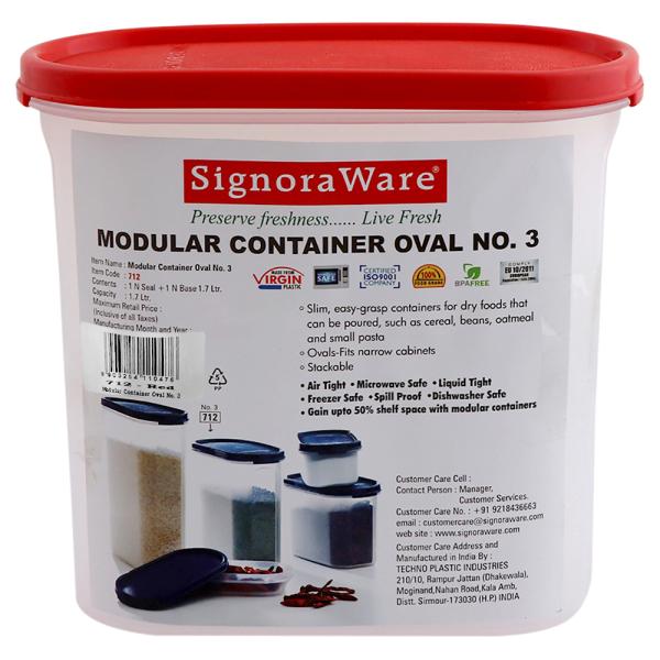 Signoraware Modular Red Oval Plastic Container 1.7 L JioMart