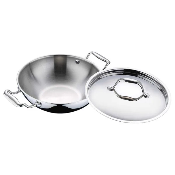 Bergner Argent Round Stainless Steel Triply Induction Base Kadhai 2.5 L with Lid JioMart