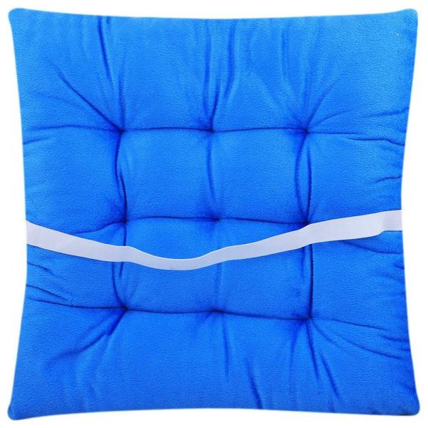 VAA Sky Blue Velvet Chair Pad 16x16 inch JioMart