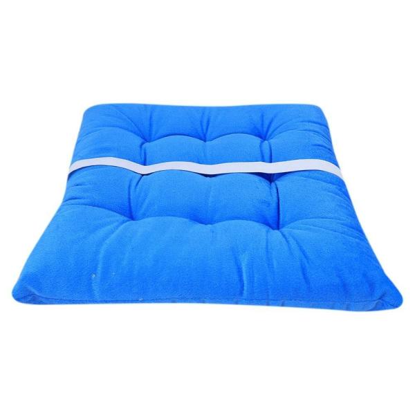 VAA Sky Blue Velvet Chair Pad 16x16 inch JioMart