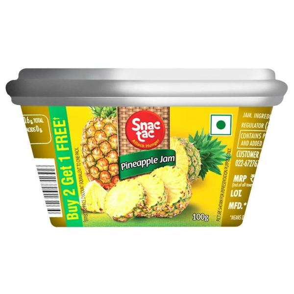 Snac tac 3 in 1 Pineapple, Mango and Mixed Fruit Jam 100 g (Buy 2 Get 1