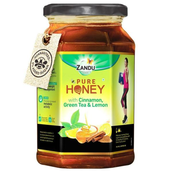 Zandu Pure Honey with Cinnamon, Green Tea & Lemon 500 g JioMart