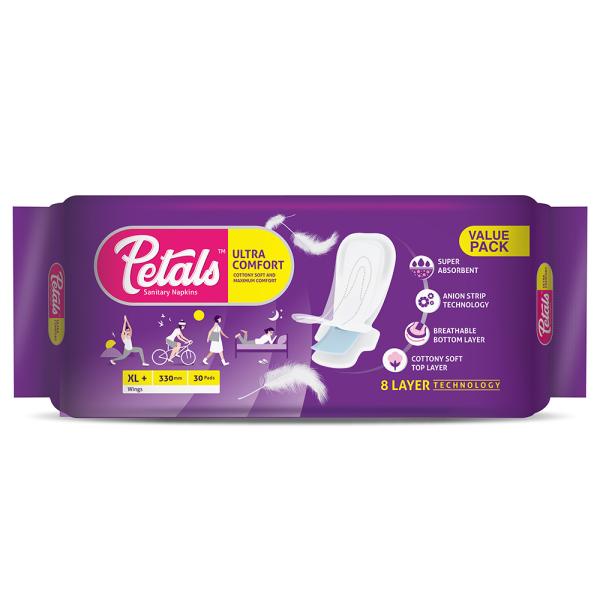 Petals Ultra Comfort Sanitary Napkins with Wings (XL+) 30 pads JioMart