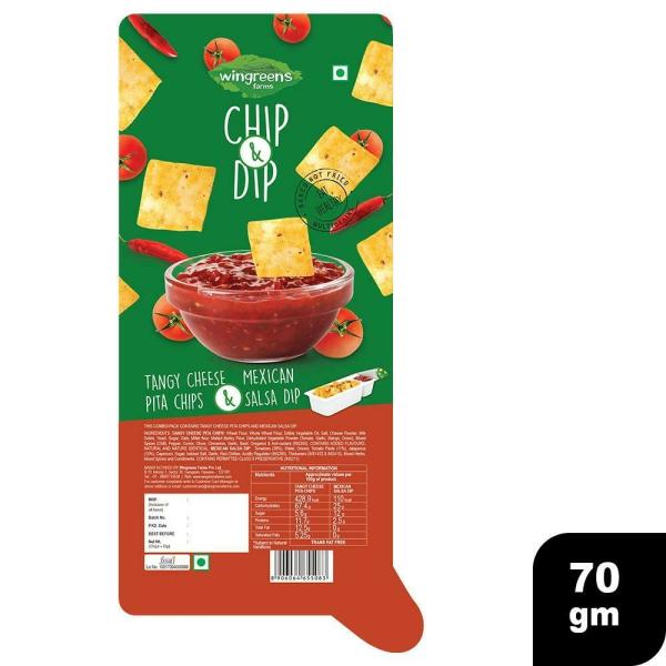 Wingreens Farms Cheese Pita Chips with Salsa Dip 70 g JioMart