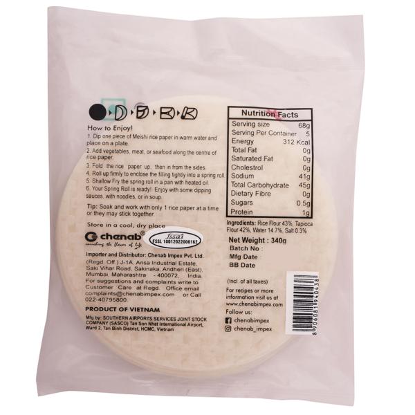 Meishi Vietnamese Spring Roll Wrapper Rice Paper Sheets 16 cm (340 g