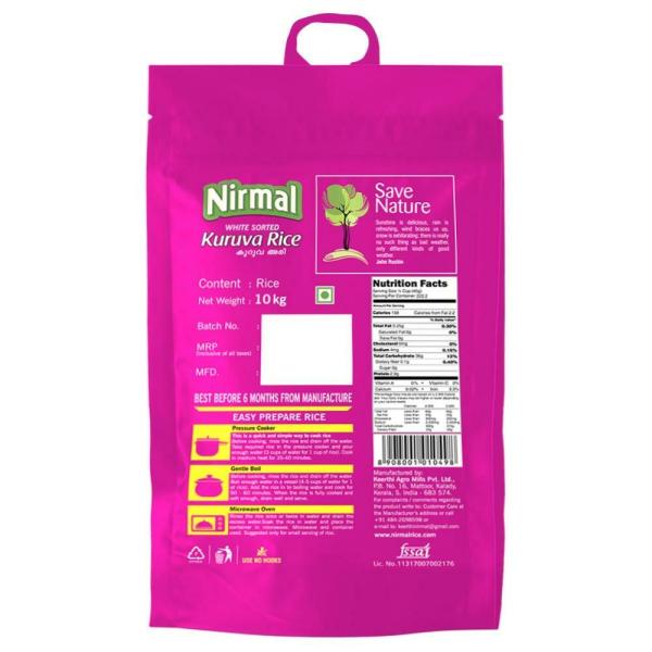 Nirmal White Sorted Kuruva Rice 10 kg JioMart