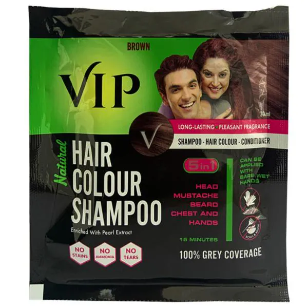 VIP Hair Colour Shampoo, Brown 20 ml - JioMart