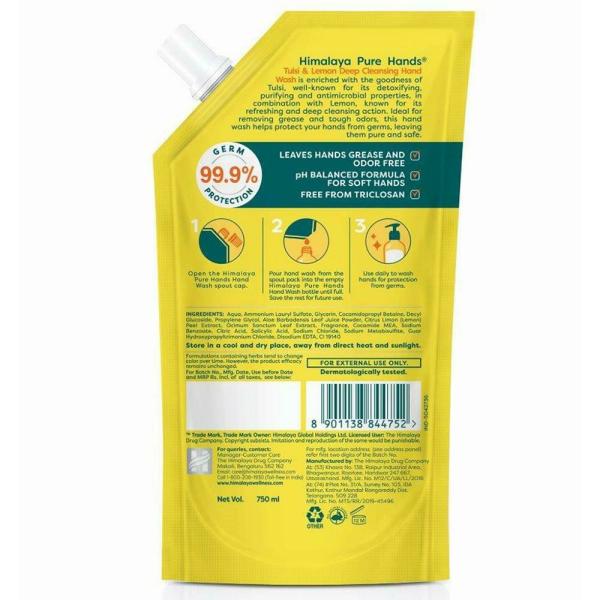 Himalaya Pure Hands Tulsi & Lemon Deep Cleaning Hand Wash Refill 750 ml