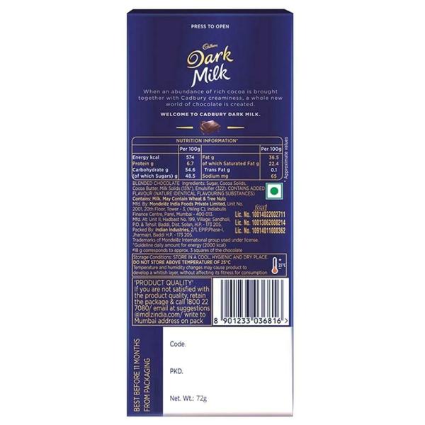 Cadbury Dairy Milk Chocolate 72 g JioMart