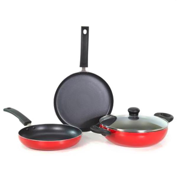 Renberg Red Aluminium NonInduction Base Cookware Set (4 pcs) JioMart