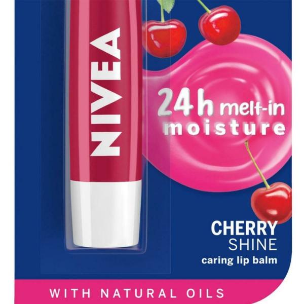 Nivea 24 hour Meltin Moisture Caring Lip Balm, Cherry Shine 4.8 g