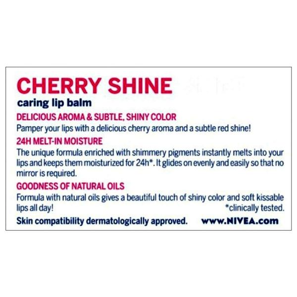 Nivea 24 hour Meltin Moisture Caring Lip Balm, Cherry Shine 4.8 g