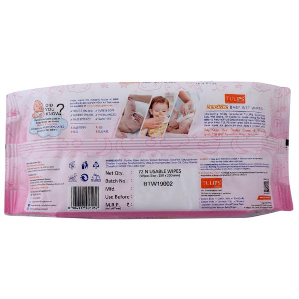 Tulips Sensitive Baby Wet Wipes 72 pcs JioMart