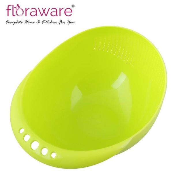 Floraware Green Plastic Vegetable Strainer JioMart