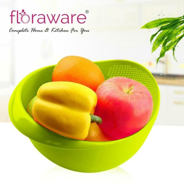 Floraware Green Plastic Vegetable Strainer JioMart