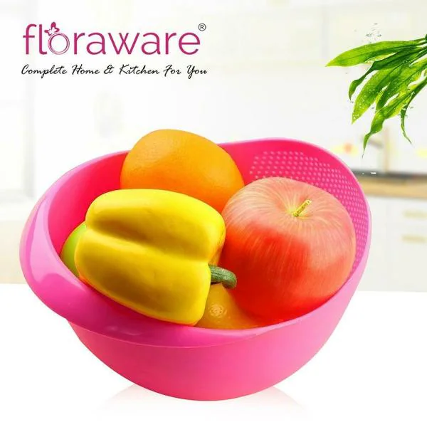 Floraware Pink Plastic Fruit & Vegetable Strainer JioMart