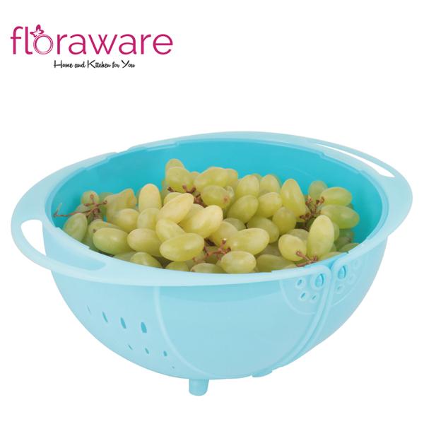 Floraware Washing Blue Plastic Bowl Cum Strainer JioMart