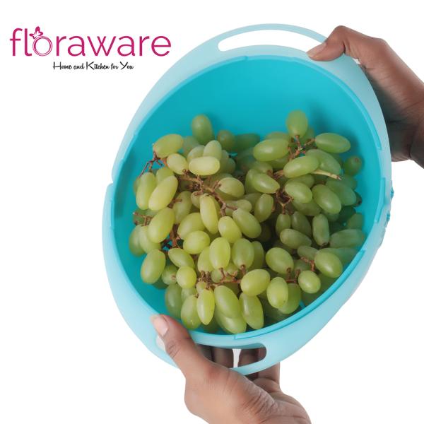Floraware Washing Blue Plastic Bowl Cum Strainer JioMart