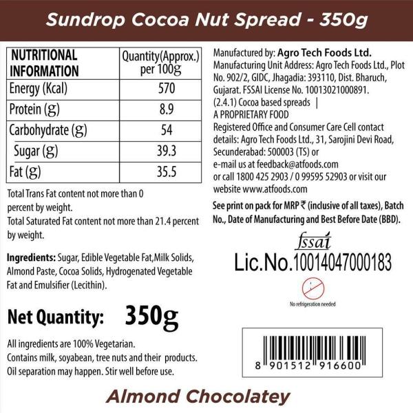 Sundrop Cocoa Nut Almond Chocolatey Spread 350 g JioMart