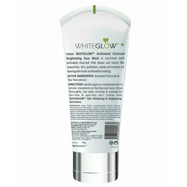 Lotus Herbals White Glow Activated Charcoal Brightening Face Wash 50 g