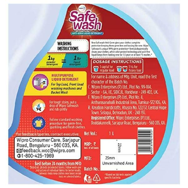 Safewash AntiGerm Liquid Detergent 1 L JioMart