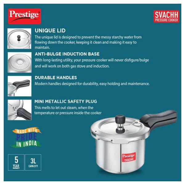 Prestige Svachh Aluminium Pressure Cooker 3 L (10725) JioMart