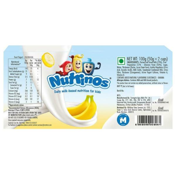 Nutrinos Banana Flavoured Yogurt 50 g (Pack of 2) Cup JioMart