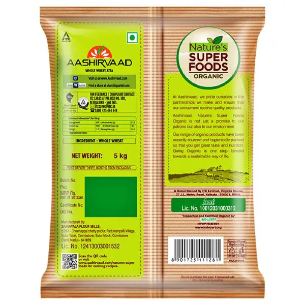 Aashirvaad Nature's Super Foods Organic Whole Wheat Atta 5 kg JioMart