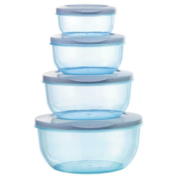 Mastercook Malta Blue Round Plastic Container (4 pcs) JioMart