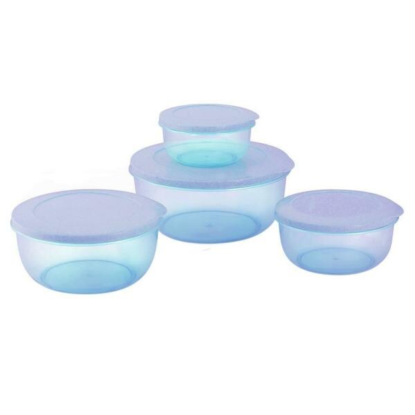 Mastercook Malta Blue Round Plastic Container (4 pcs) JioMart