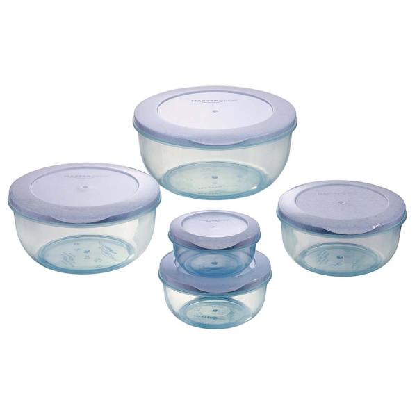 Mastercook Malta Blue Round Plastic Container (5 pcs) JioMart