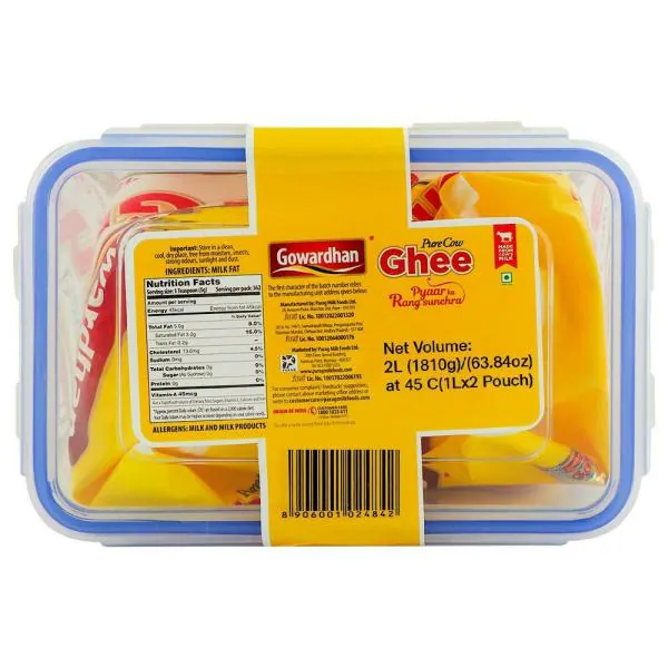 Gowardhan Cow Ghee 1 L (Pack of 2) Pouch With Lock & Seal Container JioMart