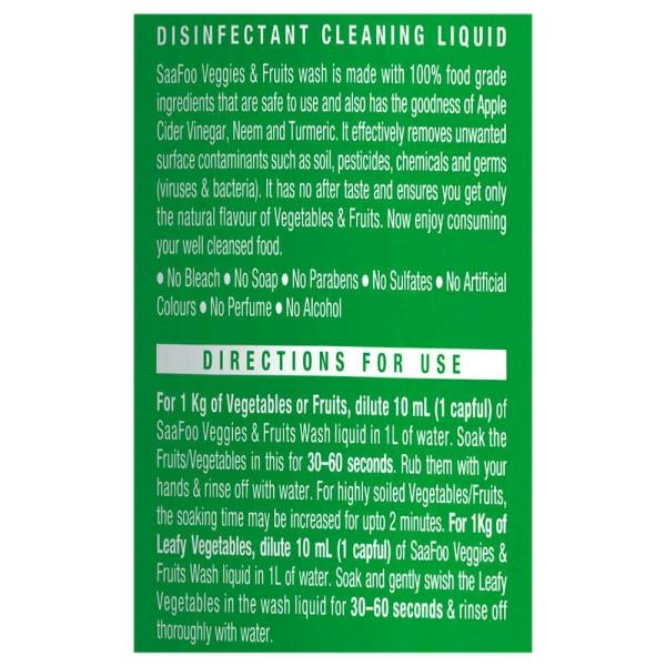 Saafoo Veggies & Fruits Wash Cleaning Solution 500 ml JioMart
