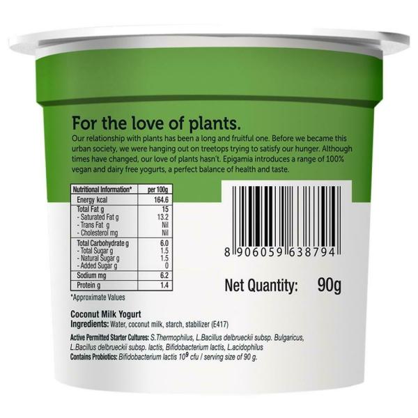Epigamia Dairy Free Unsweetened Coconut Milk Yogurt 90 g (Cup) JioMart